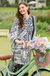 JAZMIN - 3PC KHADDAR PRINTED SHIRT WITH KHADDAR PRINTED DUPATTA AND TROUSER - HZU2507